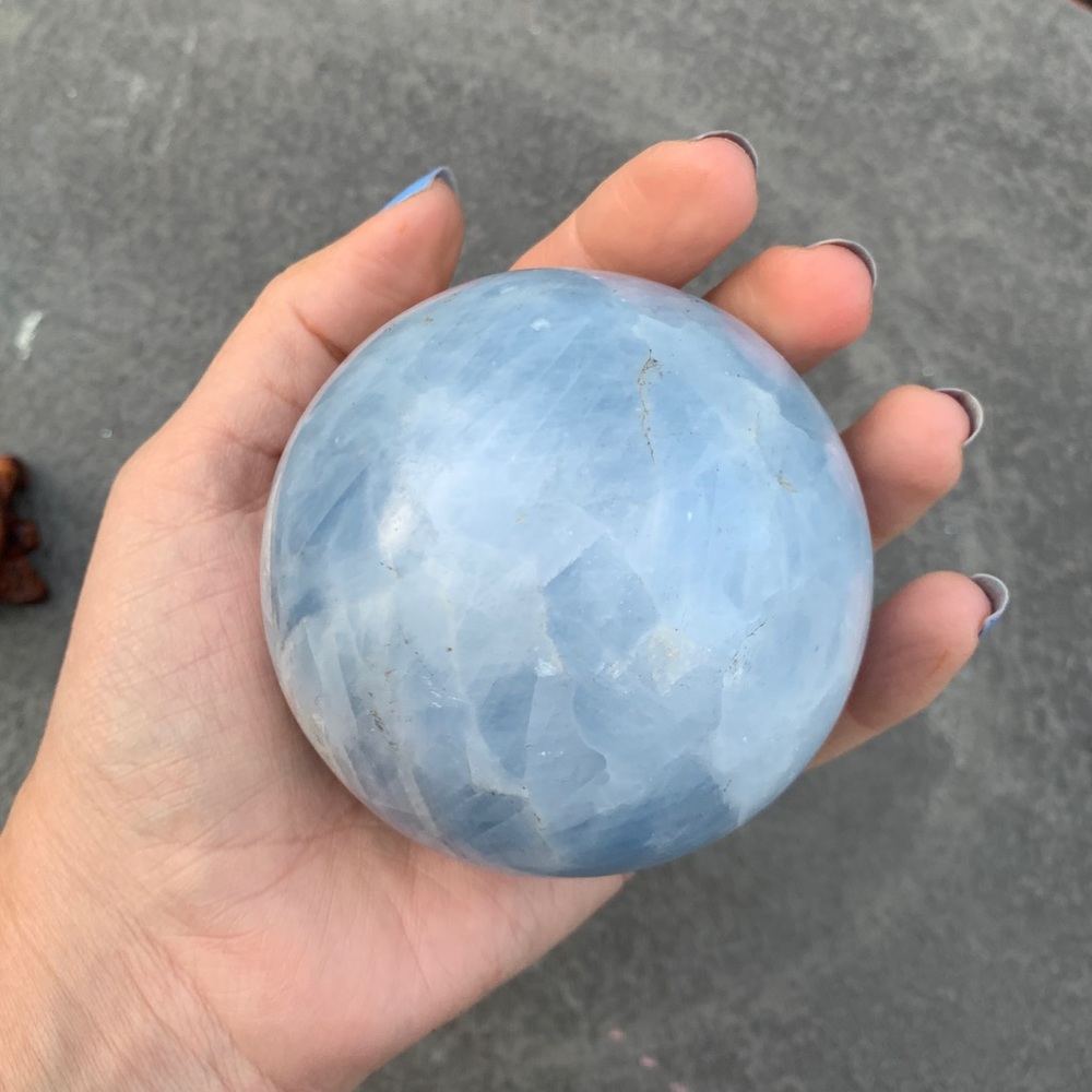 1.5 lb Blue Calcite sphere | crystal sphere
